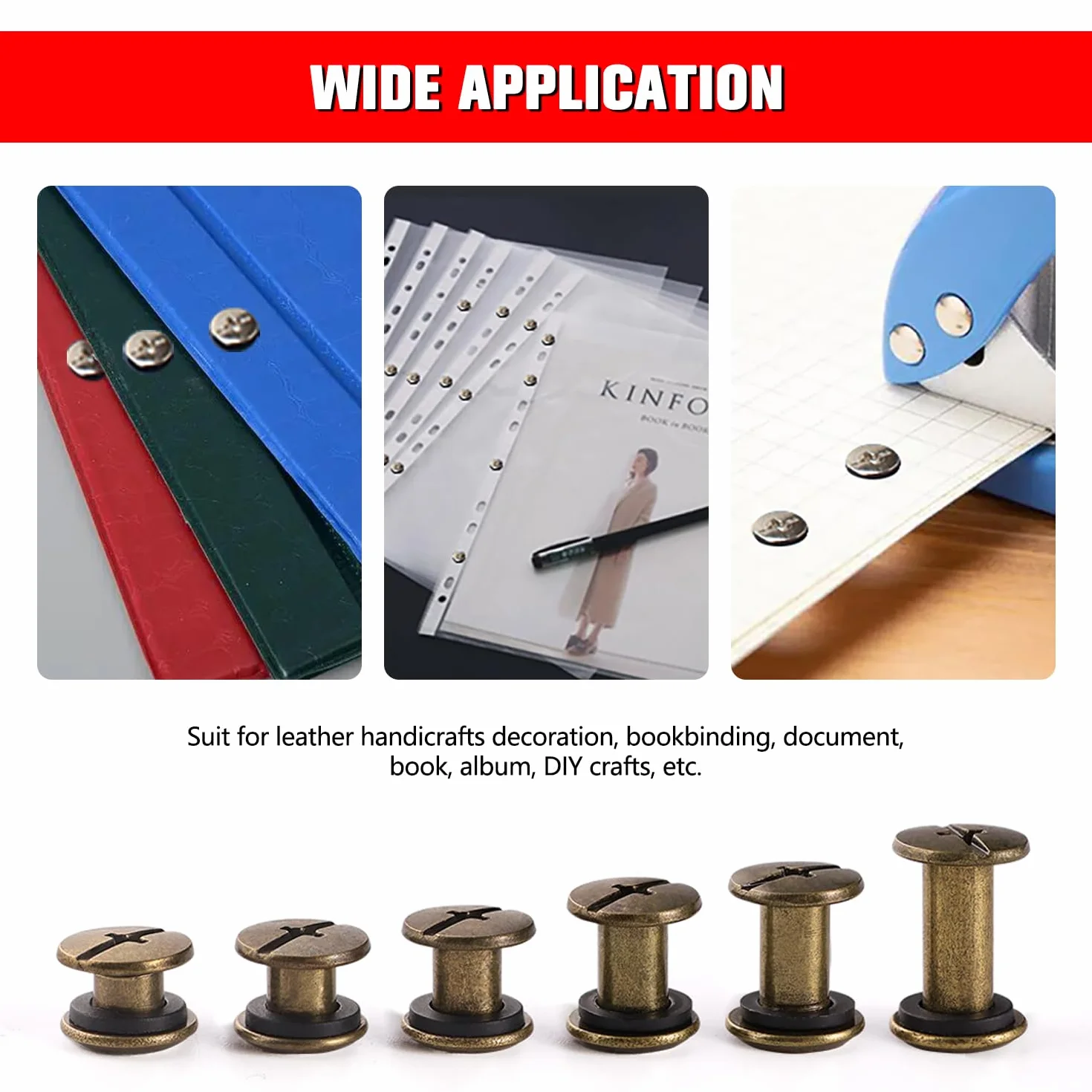 YIXISI 30 Set M5x4mm Chicago Screws Kit, Rivets Screws for Leather Bookbinding, Bronze