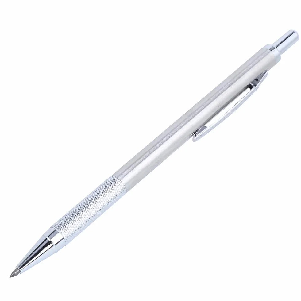 Scriber, Scribing Pen Ceramic Marker Engraver for Metal Glass Cutting Tool, Tungsten Steel Tip Golden Silver (Silver)