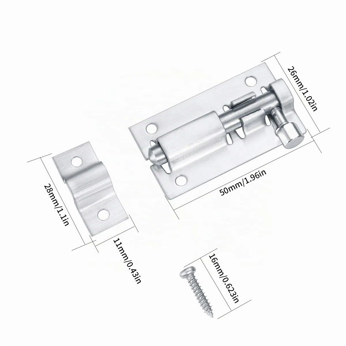 Bullone Serratura Porta, Bulloni di Porta, Slide Bolt con Viti, Chiavistello per Porta in Legno per Porte di Sicurezza, Camera da Letto, Capanno, Porte Del Bagno, Toilette - 4 Pezzi