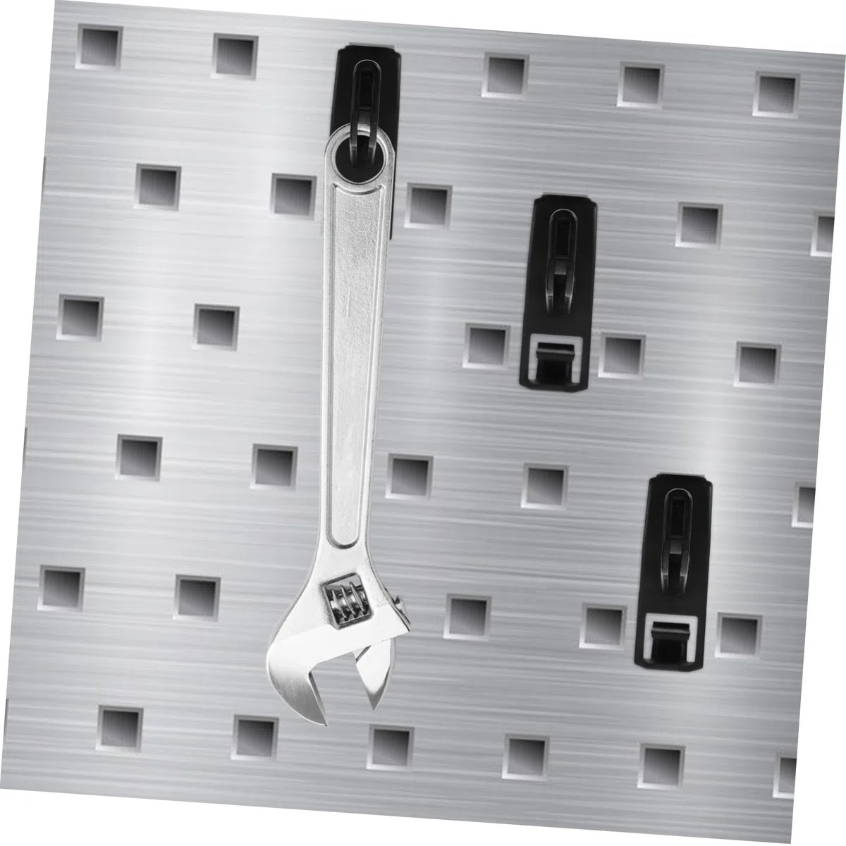Ganci per Pegboard a Foro Quadrato 10 Pezzi in Plastica Nera, Compatibili per Attrezzi, Design Salvaspazio per Garage e Casa