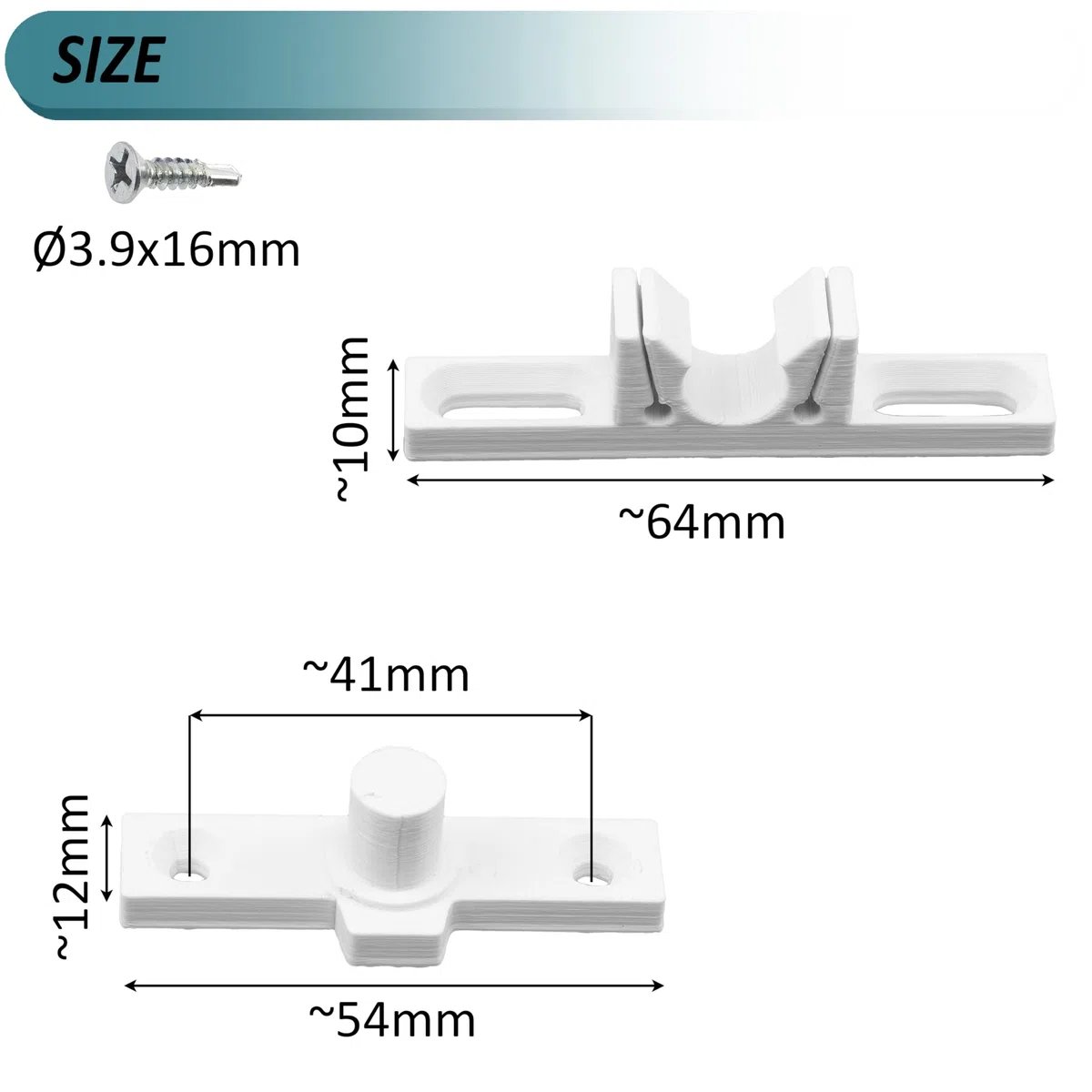 AERZETIX - Kit di accessori per telaio zanzariera: 2 cerniere, 1 maniglia, 1 chiavistello in plastica bianca + 14 viti autofilettanti (Ø3.9x22 mm, Ø3.9x13 mm, Ø3.9x16 mm)