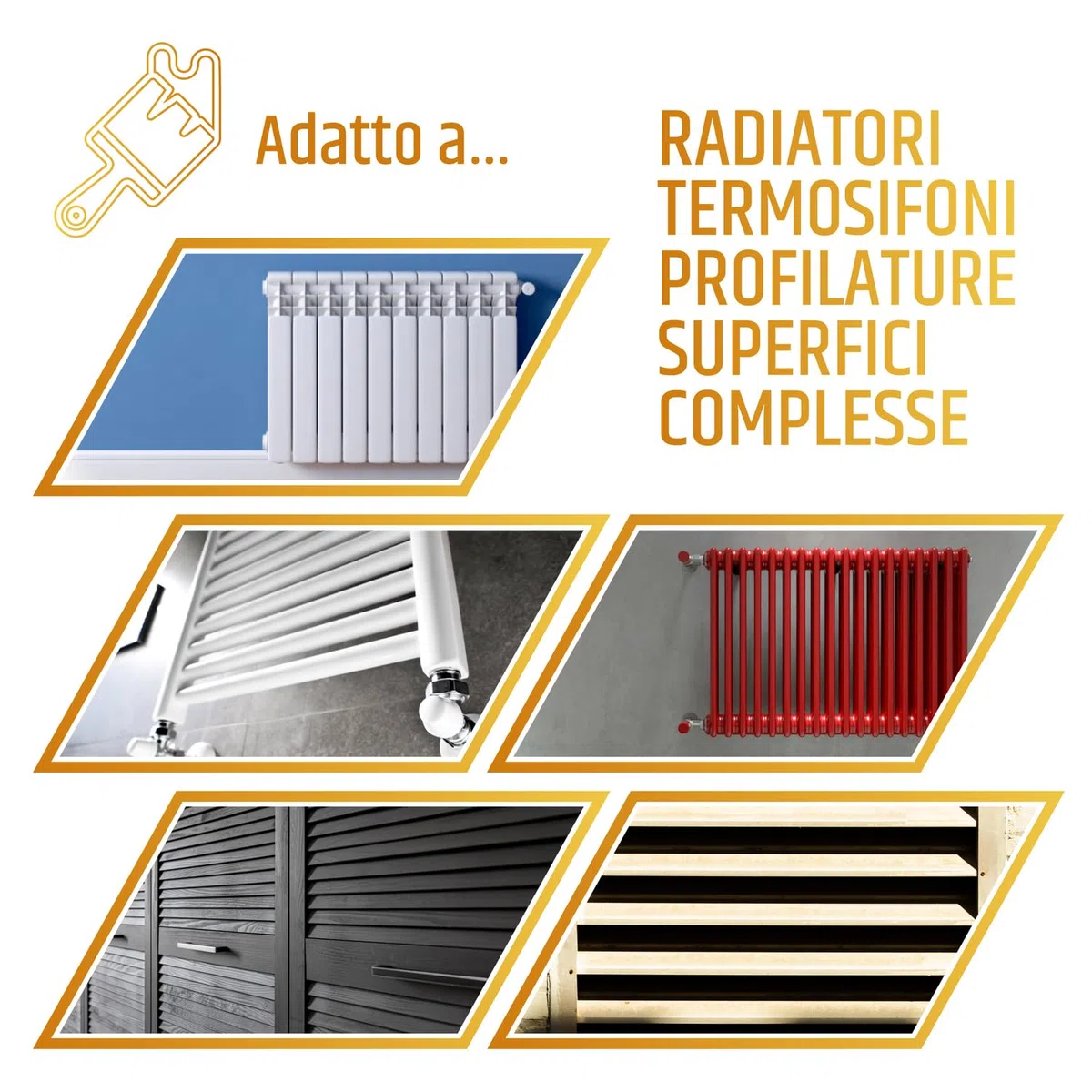 PENNELLIFICIO 2000 | Set di 3 Pennelli Professionali Per Radiatori, con Manico in Legno per Verniciature di Radiatori, Profilature e Angoli, Dimensioni Ghiera 3, 4, 5 Cm - Made in Italy