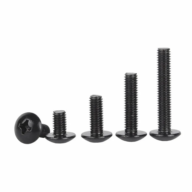 Croce Bulloni a testa tonda Acciaio inossidabile 304 Nero Zinco Fungo Bulloni testa tonda piatta Pan Viti Machine Elementi di fissaggio M5 x 20mm 20 Pcs