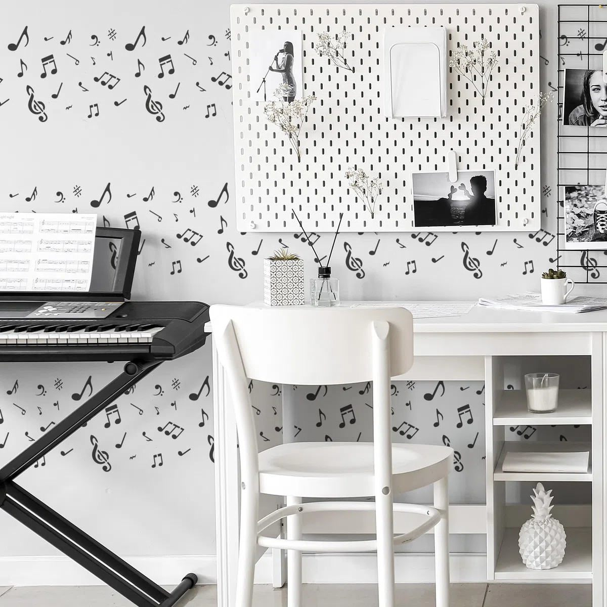 NAKLEO Stencil di Pittura Artigianato, A5 15x21cm Note Musicali Alti, Fai da te Modelli Plastica e Riutilizzabili, Arte Scrapbooking Geometrico Decorazioni Casa, Pareti Muro Legno Mobili