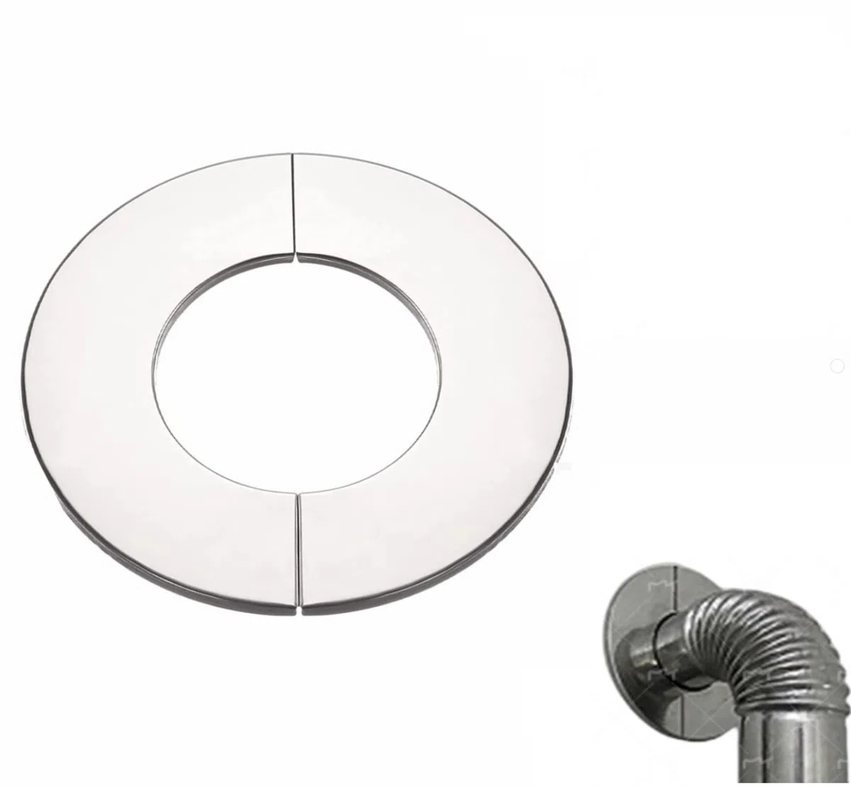 Rosetta per tubo stufa, copertura in acciaio inox, manicotto per tubo, supporto per camino, ginocchio per stufa, rosetta per cappa del camino, piastra di base (DN 80mm)