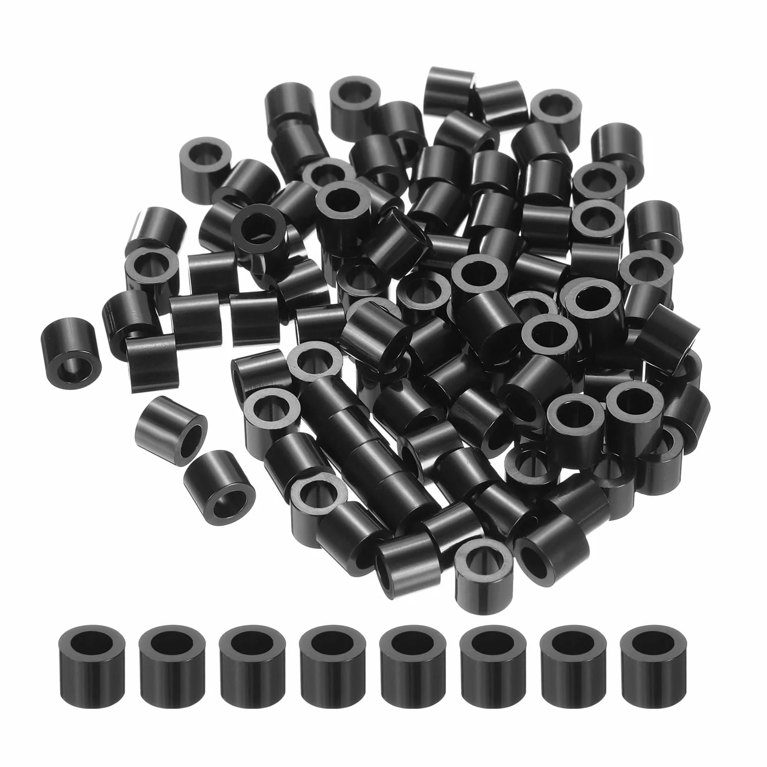 QUARKZMAN 100pz Nylon Rotondo Distanziatori 4mm ID 7mm OD 6mm Altezza Viti Distanziatori Senza Filettato Plastica Distanziatore per M4 Viti Nero