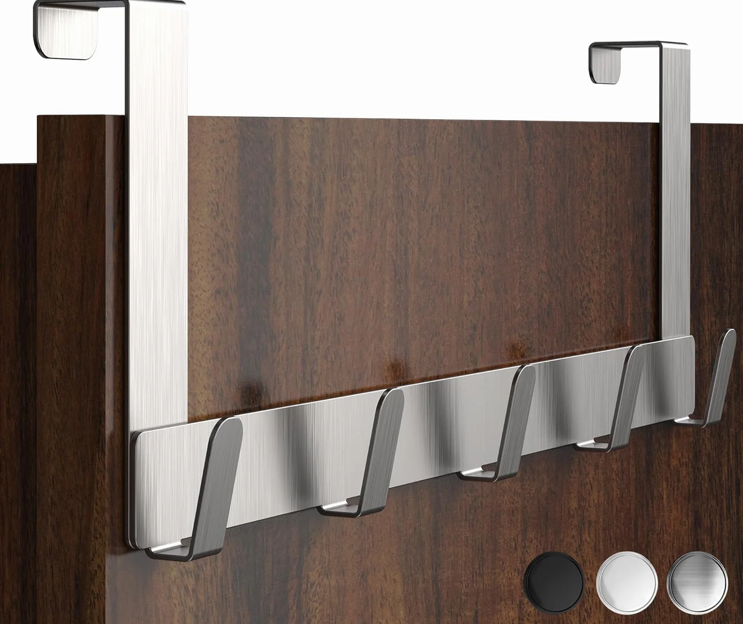 Menz Appendiabiti da Porta Argento - Attaccapanni Acciaio Inox Ganci per Camera Letto Cucina Bagno