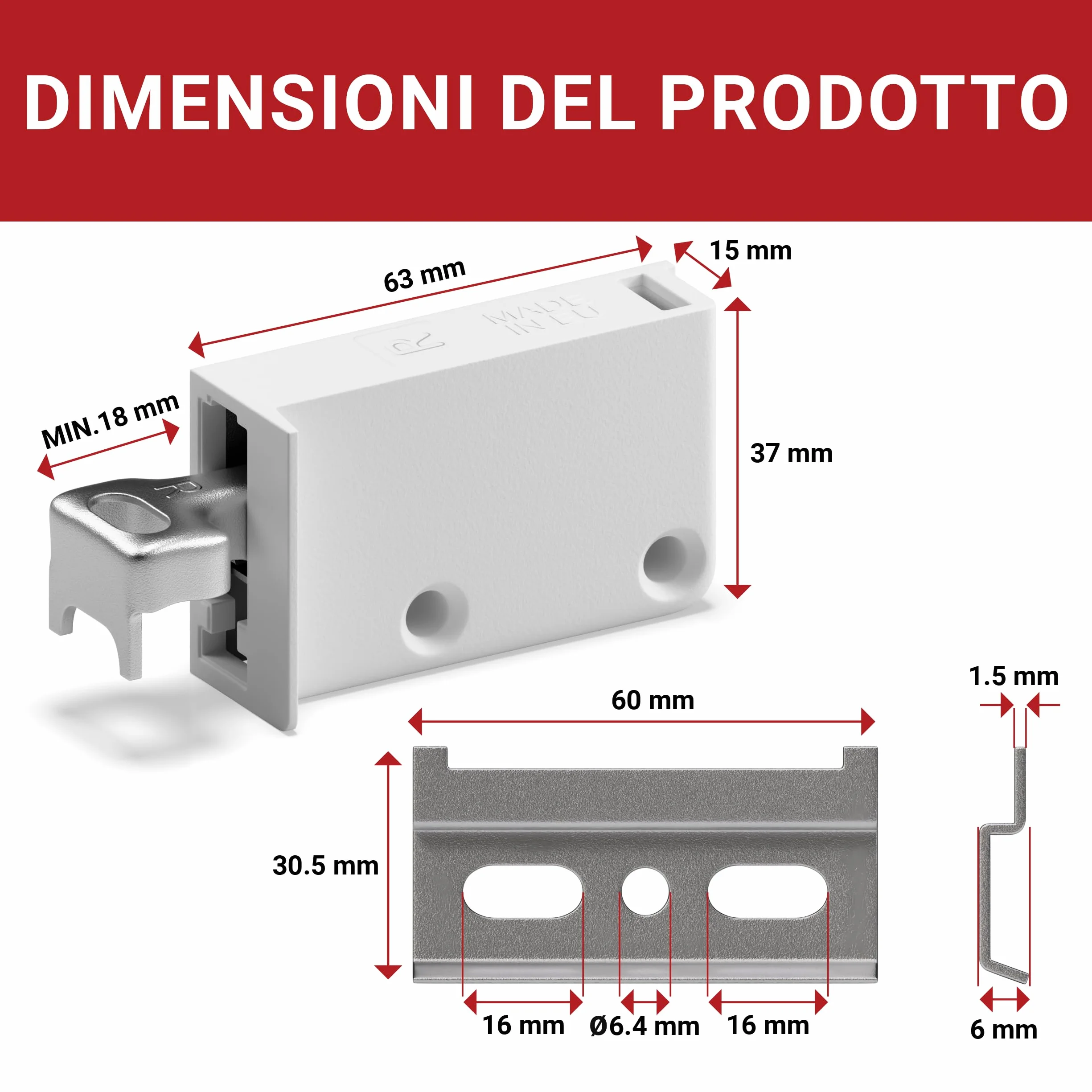 LouMaxx Set di ganci per armadio da cucina e pensili da cucina, con portata di 60 kg, con sistema di scaffali, guide da parete e materiale di montaggio – Made in EU