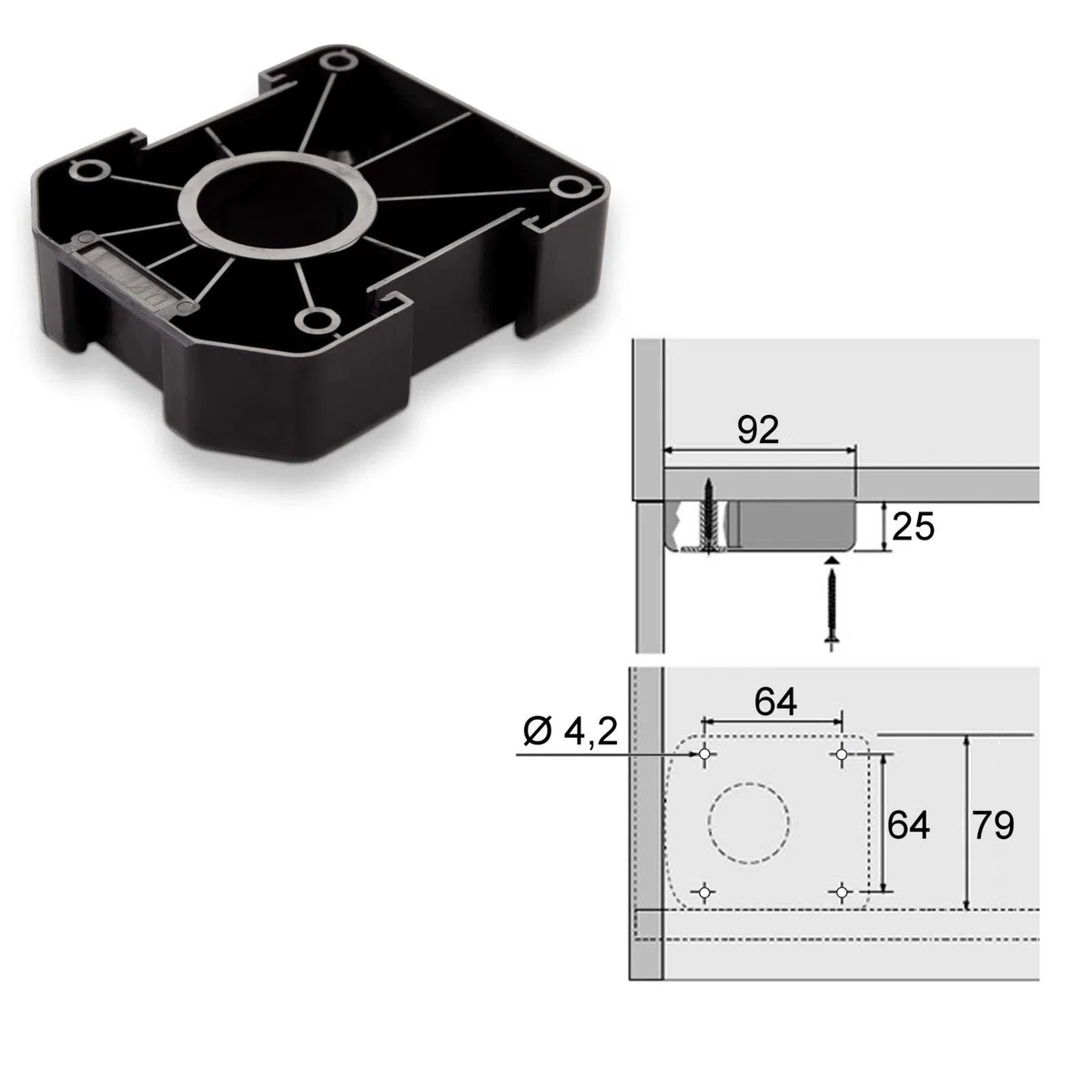 SOTECH Set di 4 Gambe Per Mobili Gambe Per Zoccolo Gambe Regolabili 55mm | Altezza regolabile nera | Supporta fino a 500 kg | Set completo