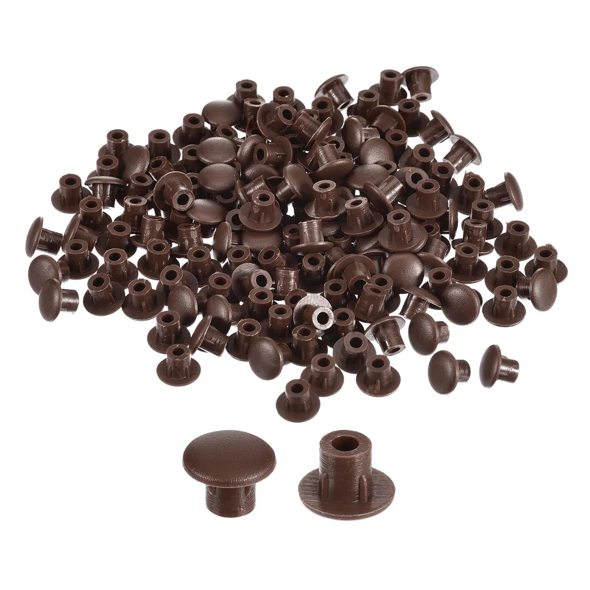 QUARKZMAN 150pz Tappi per Fori di Vite, 5mm(3/16") Dia Tappo Rotondi da Inserire a Pressione in Plastica Ripiani per Mobili Armadietti Credenze, Marrone Scuro