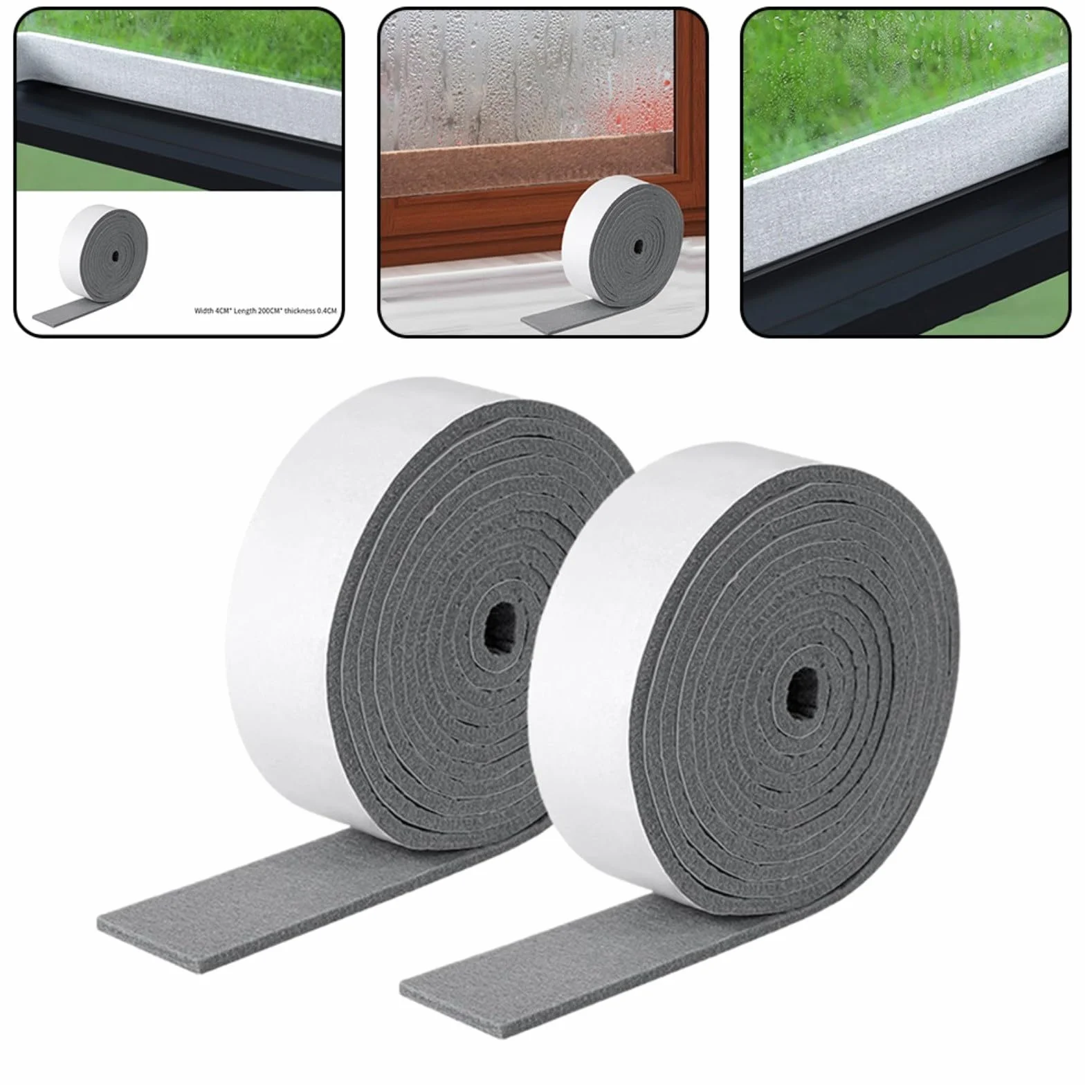 2 rotoli di nastro antigoccia per condensa da 2 m x 40 mm, in schiuma, per finestre e porte, striscia assorbente per condensa