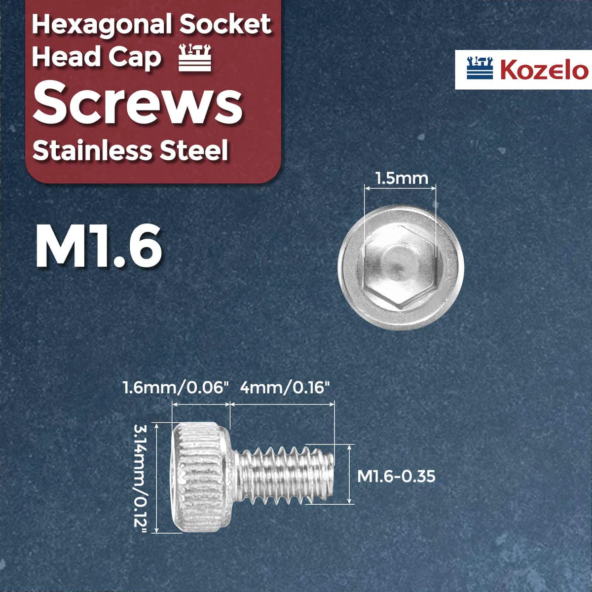 100pz Viti a Testa Cilindrica Esagonale - [M1.6-0.35 x 4mm] Acciaio Inossidabile 304 Filettatura Integrale Allen Drive per Motore Elettrico Ventola Stampa 3D Sostituzione, Argento