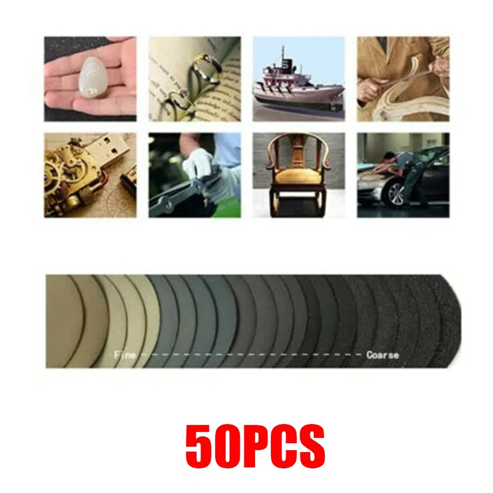 SPORTARC 50 dischi abrasivi da 75 mm, grana 400/600/800/1500/2000/2500/3000/4000/5000/7000, carta vetrata con gancio e anello