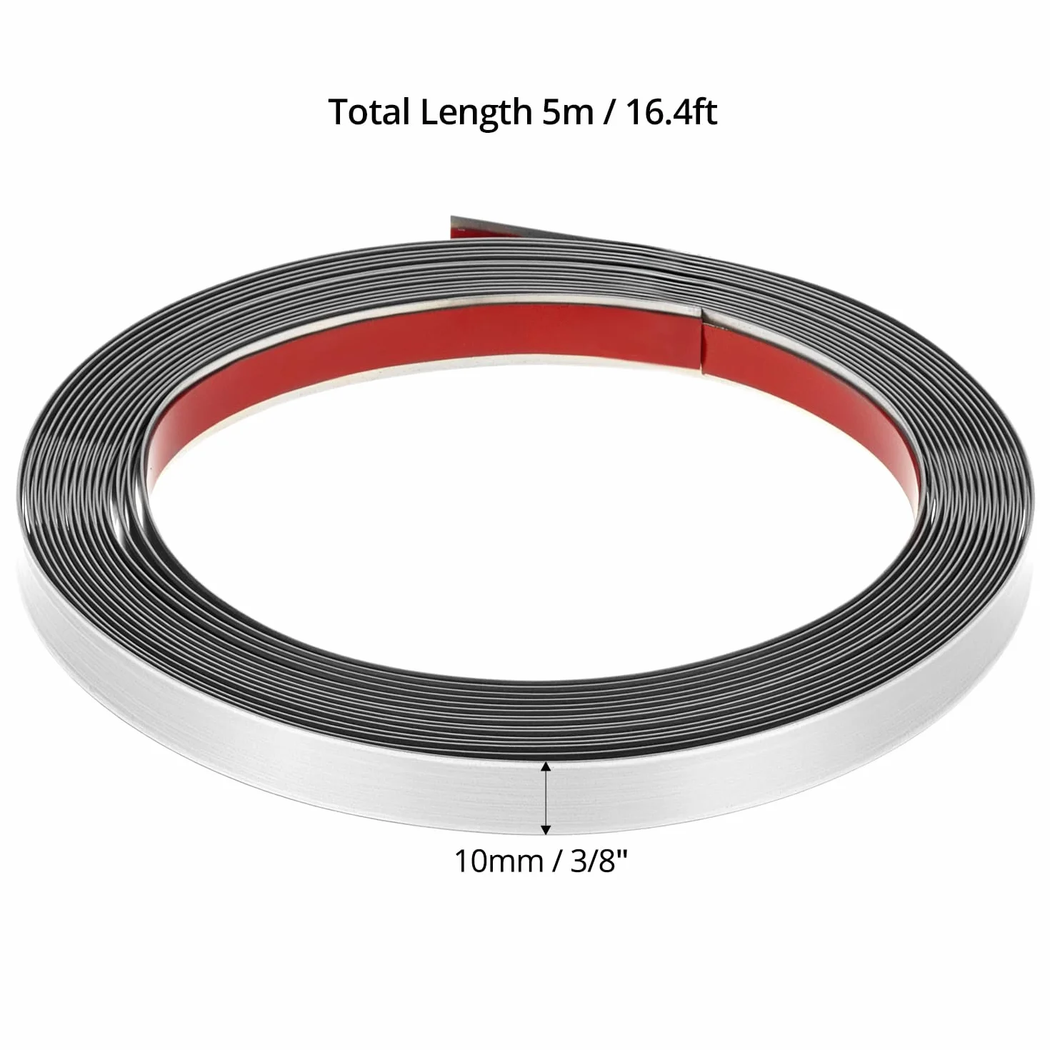 QWORK® 5 m x 1 cm modanatura adesiva, profilo da parete in acciaio inox spazzolato, per la decorazione della casa