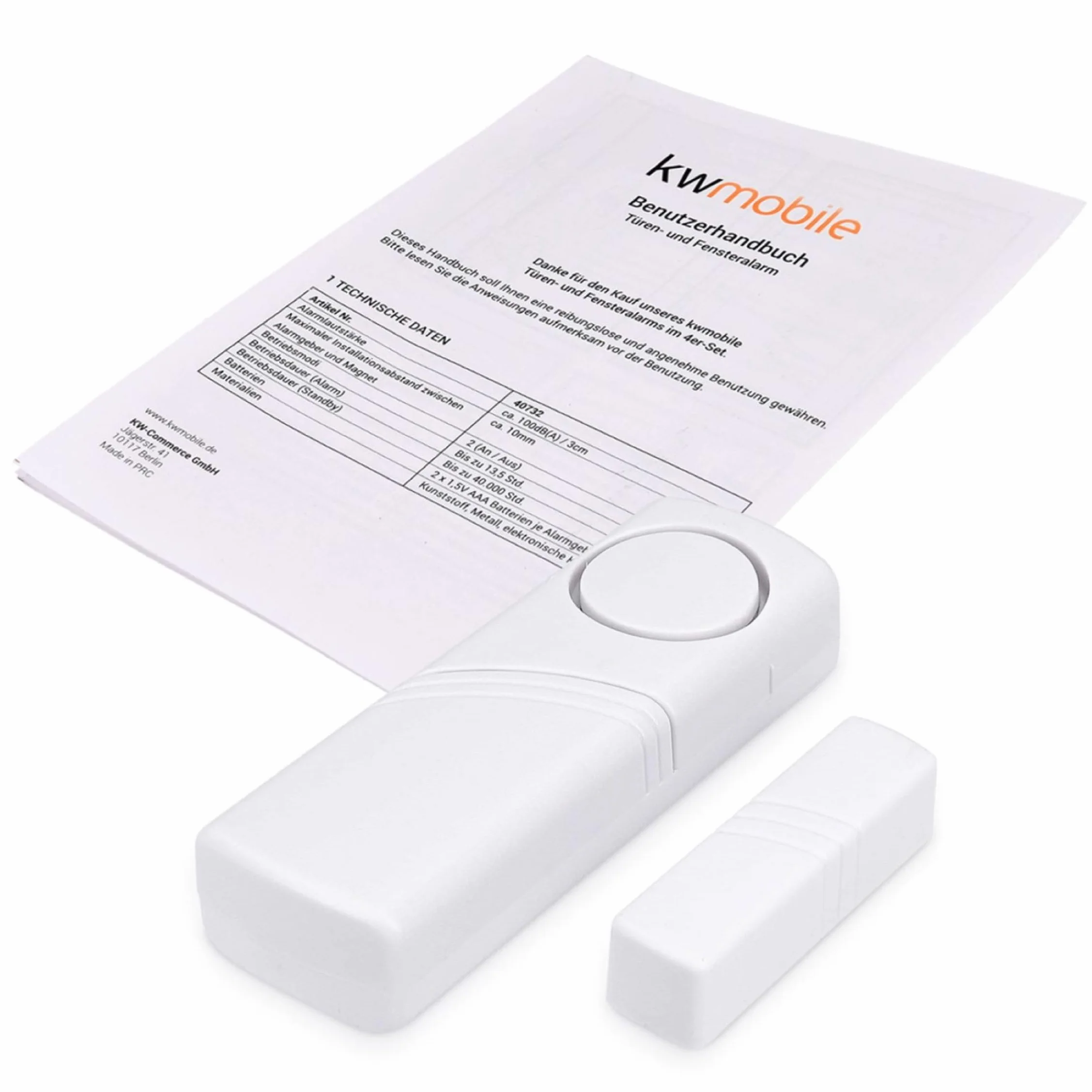 kwmobile Kit Allarme Casa Senza Fili con Sirena Esterna - Set di 4 Sensori Antifurto Casa Wireless - Sistema Allarme Porte e Finestre - Adatto a Porta Ingresso e Porte Interne