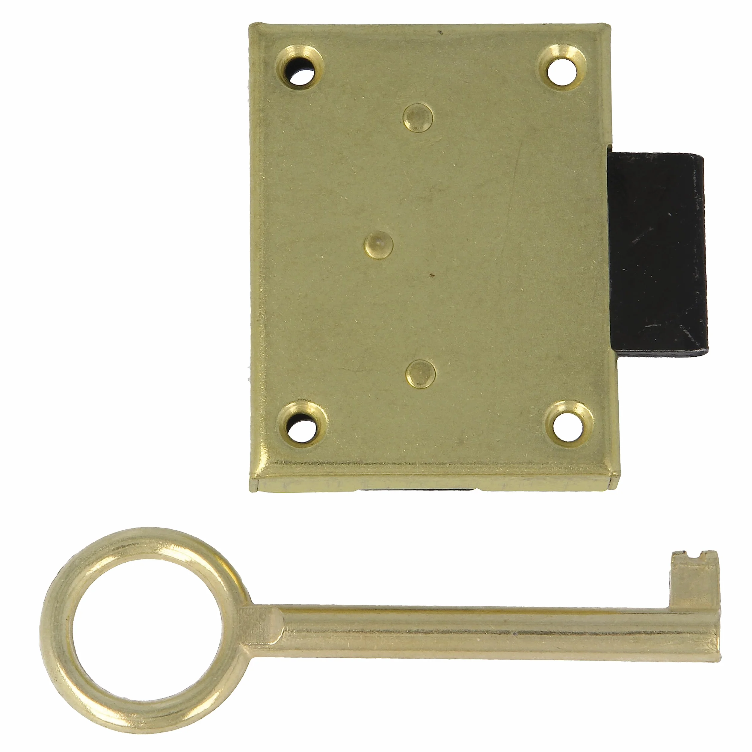 Amig - Serratura a incasso per Mobile | Ingresso 25 mm | Include Chiave a Forcina | Sistema di Chiusura per Tavoli, Armadi e Mobili Piccoli | Ottone Dorato Opaco