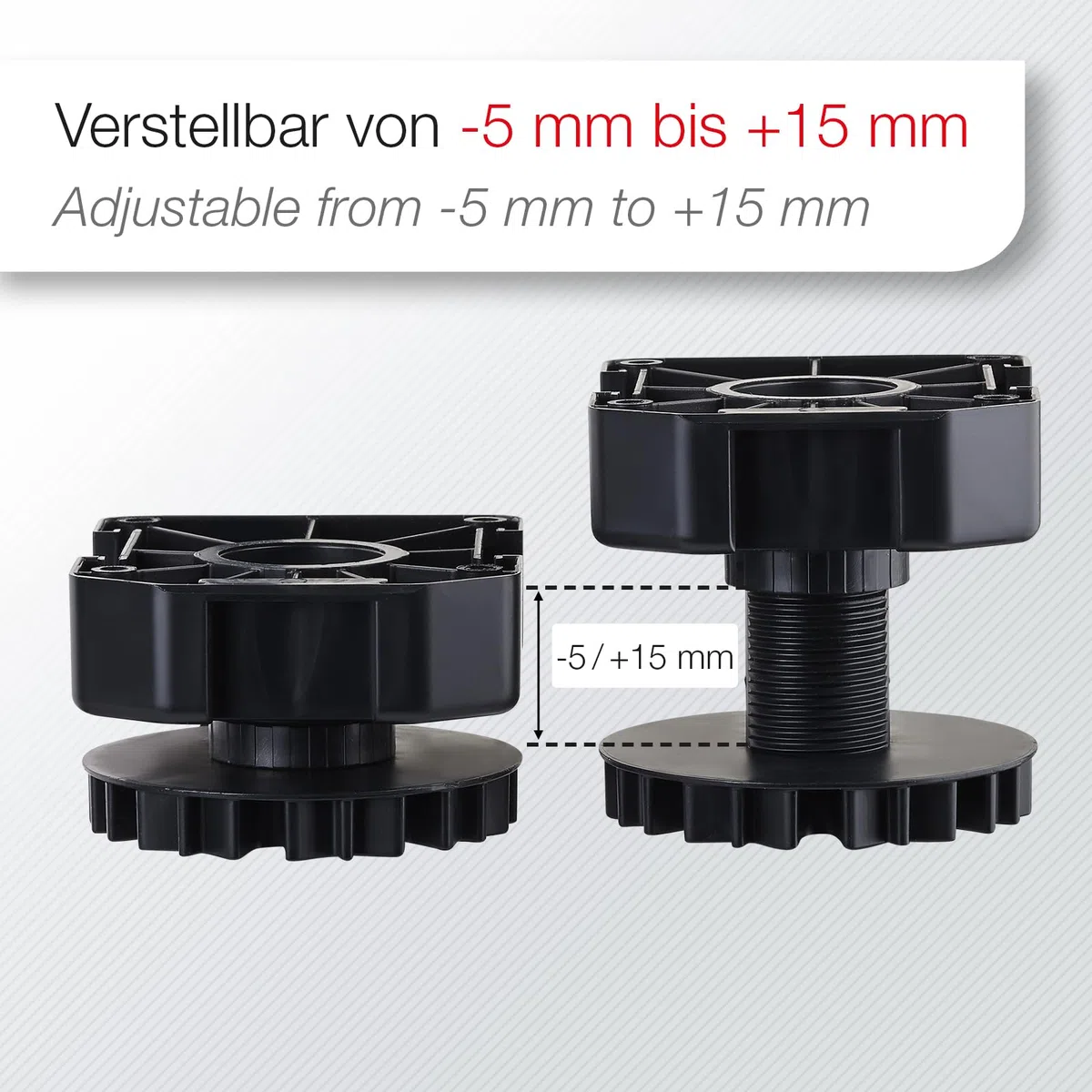 SOTECH Set di 4 Gambe Per Mobili Gambe Per Zoccolo Gambe Regolabili 55mm | Altezza regolabile nera | Supporta fino a 500 kg | Set completo