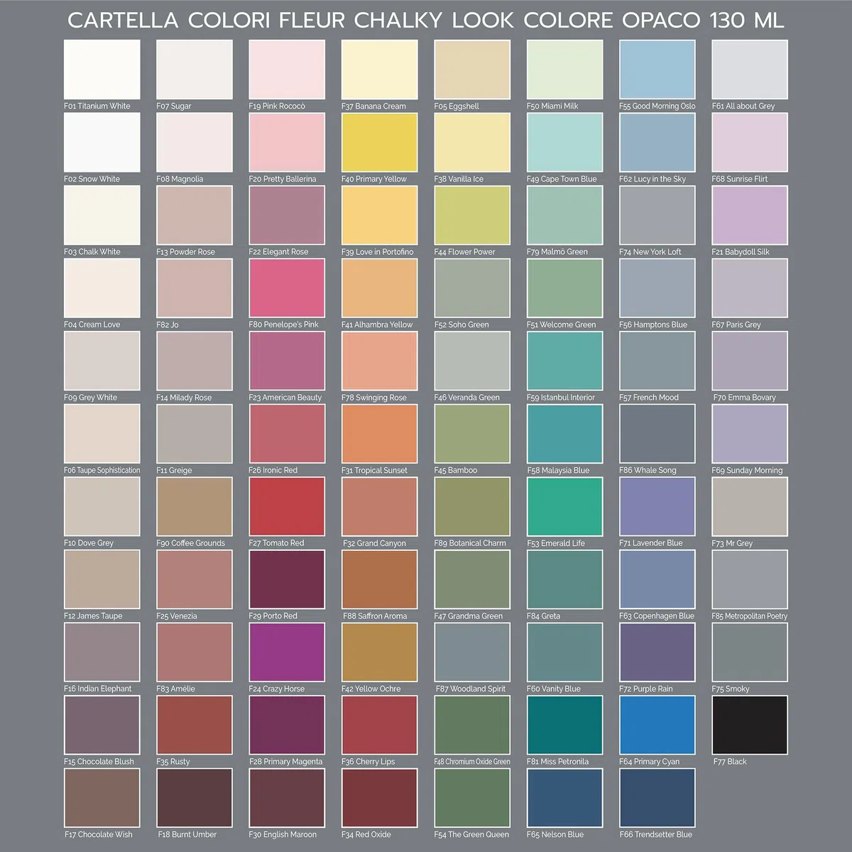 FLEUR DESIGNER'S PAINT | Pittura ad Acqua, Effetto Gesso Naturale, Extra Opaca, Fleur Chalky F66, Colore Trendsetter Blue, Made in Italy, Formato da 130 ml