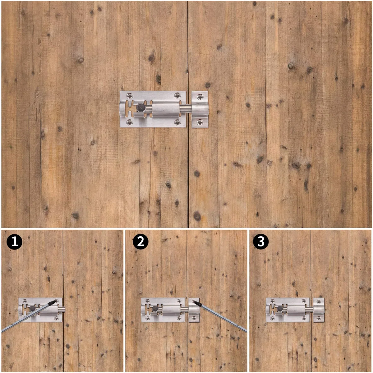 Bullone Serratura Porta, Bulloni di Porta, Slide Bolt con Viti, Chiavistello per Porta in Legno per Porte di Sicurezza, Camera da Letto, Capanno, Porte Del Bagno, Toilette - 4 Pezzi