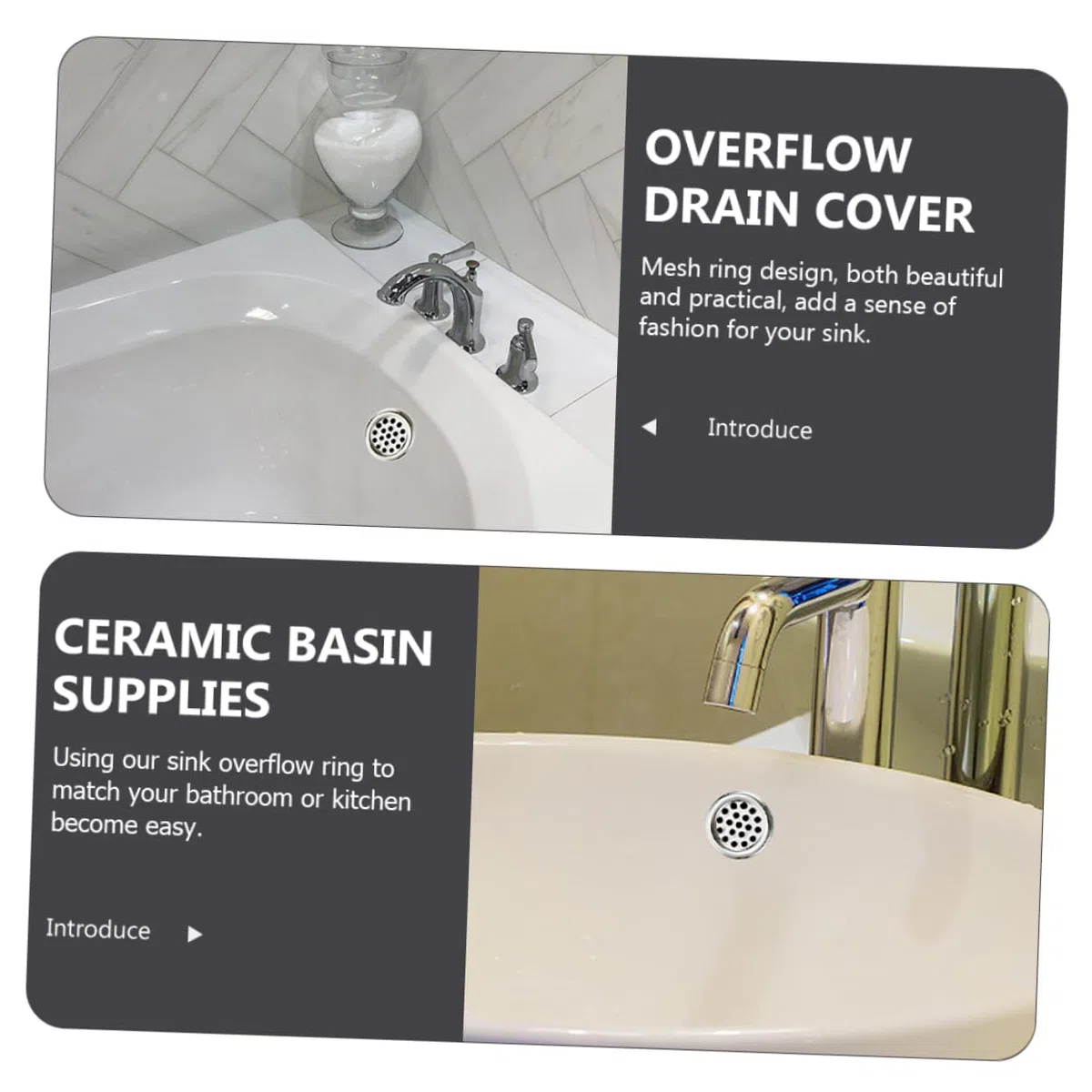 LIFKOME Copertura per Troppopieno Lavandino in Plastica Argento, Resistente alla Corrosione, Design Rotondo Elegante, Confezione da 10 Pezzi per Cucina e Bagno