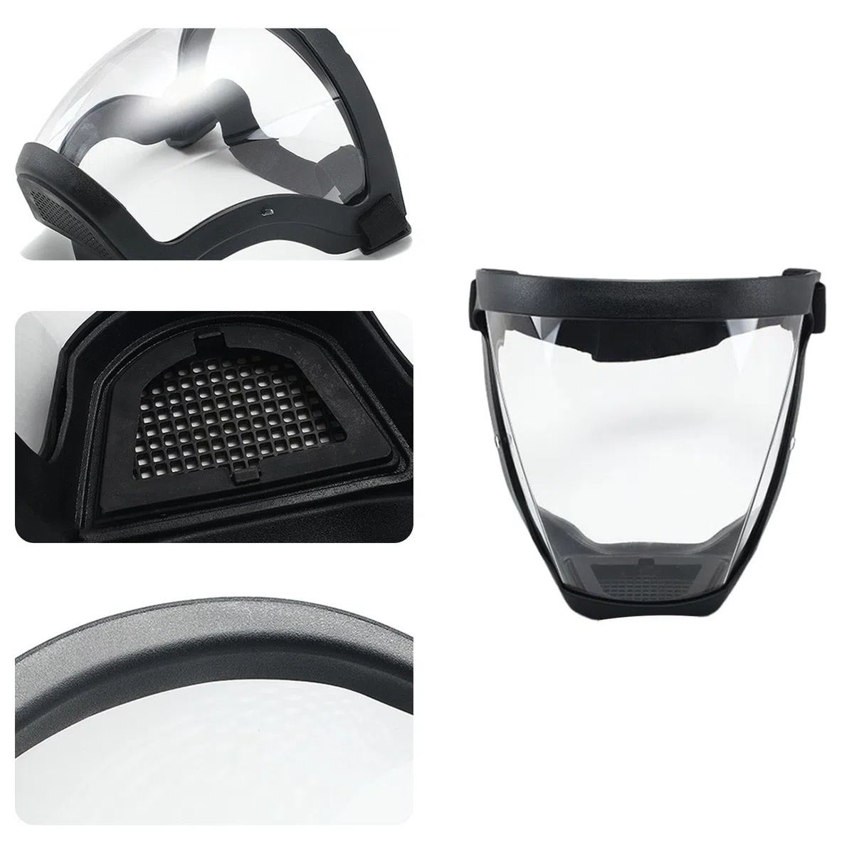 Visiera Antiappannamento, Maschera Antipolvere Integrale Traspirante per Levigatura, Maschera Protettiva Viso con Cinturino Regolabile, Visiera Trasparente Integrale, per Ciclismo & Saldatura