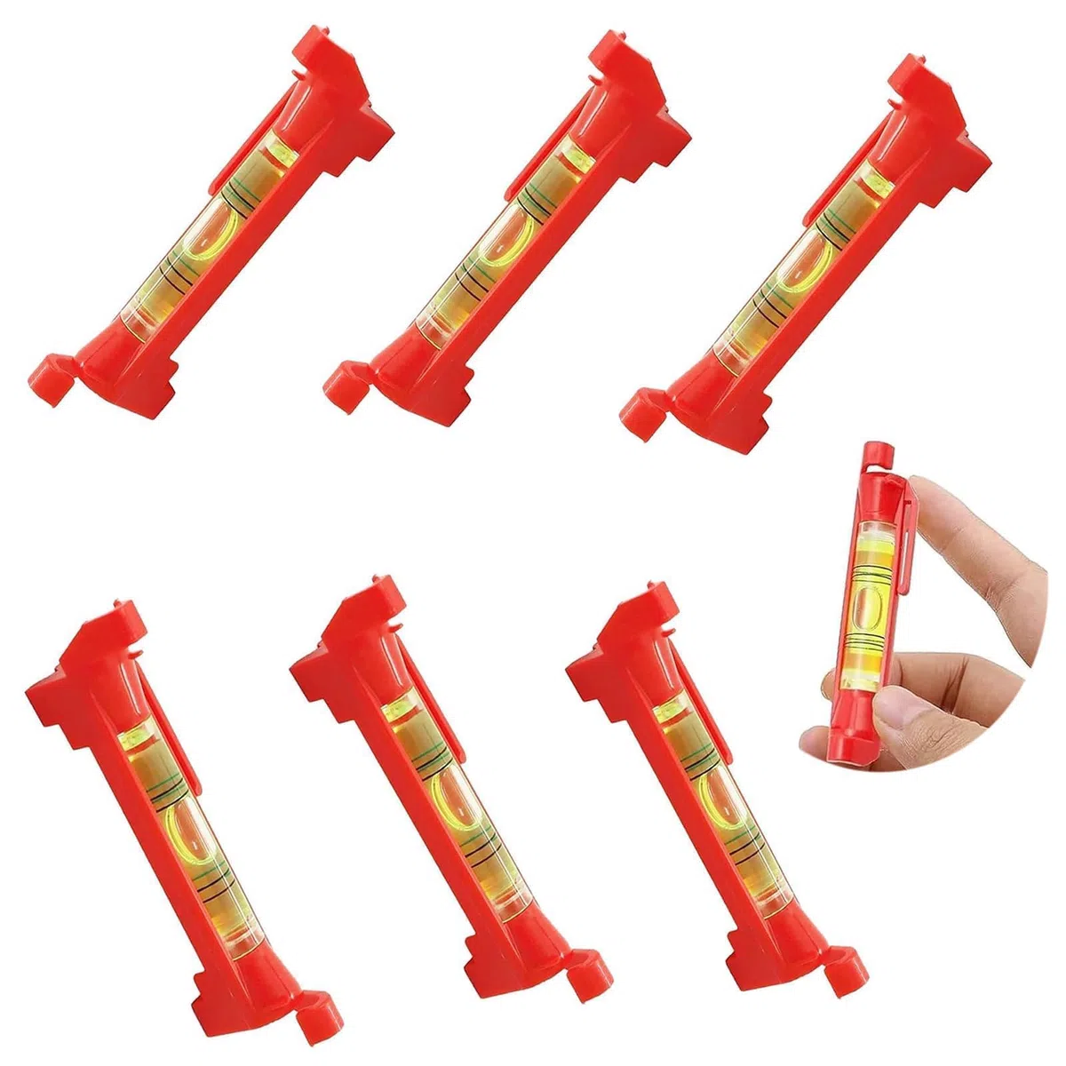 NIYATA 8 pz Livella a Bolla per Corda, Mini Livella a Bolla 75 mm, Livelli di Bolla con Filo di Sospensione per Muratura, Idraulica e Lavori di Precisione, Rosso